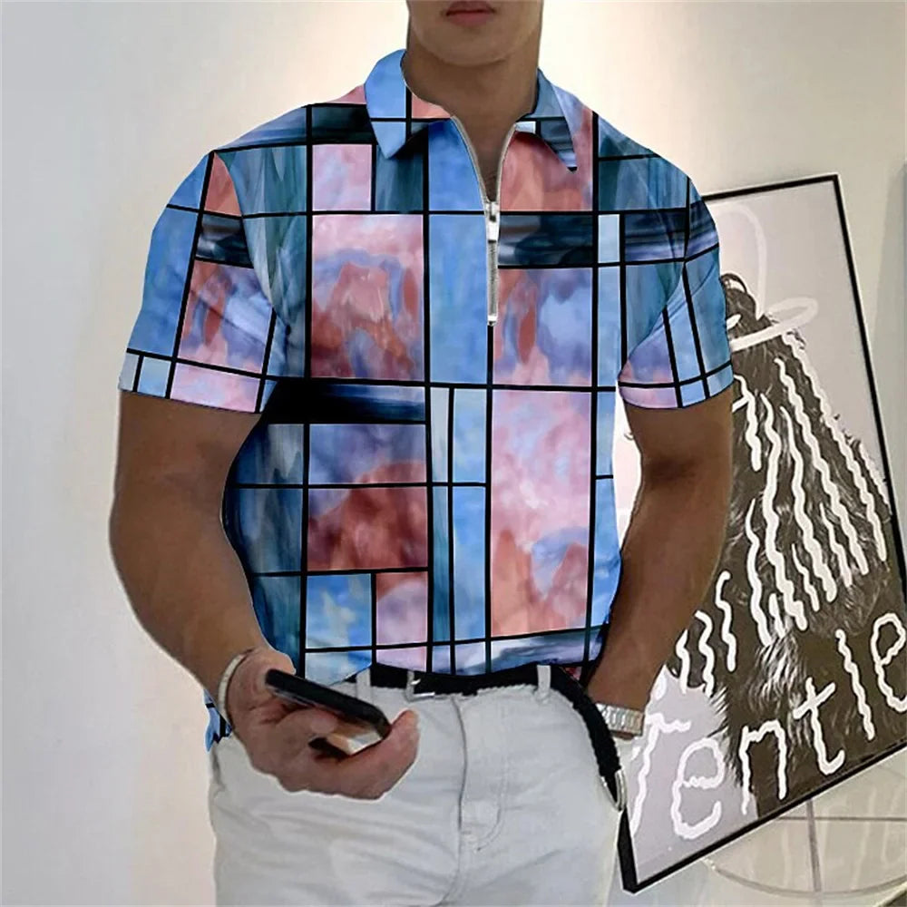 Camisa Polo multicolorida com zíper