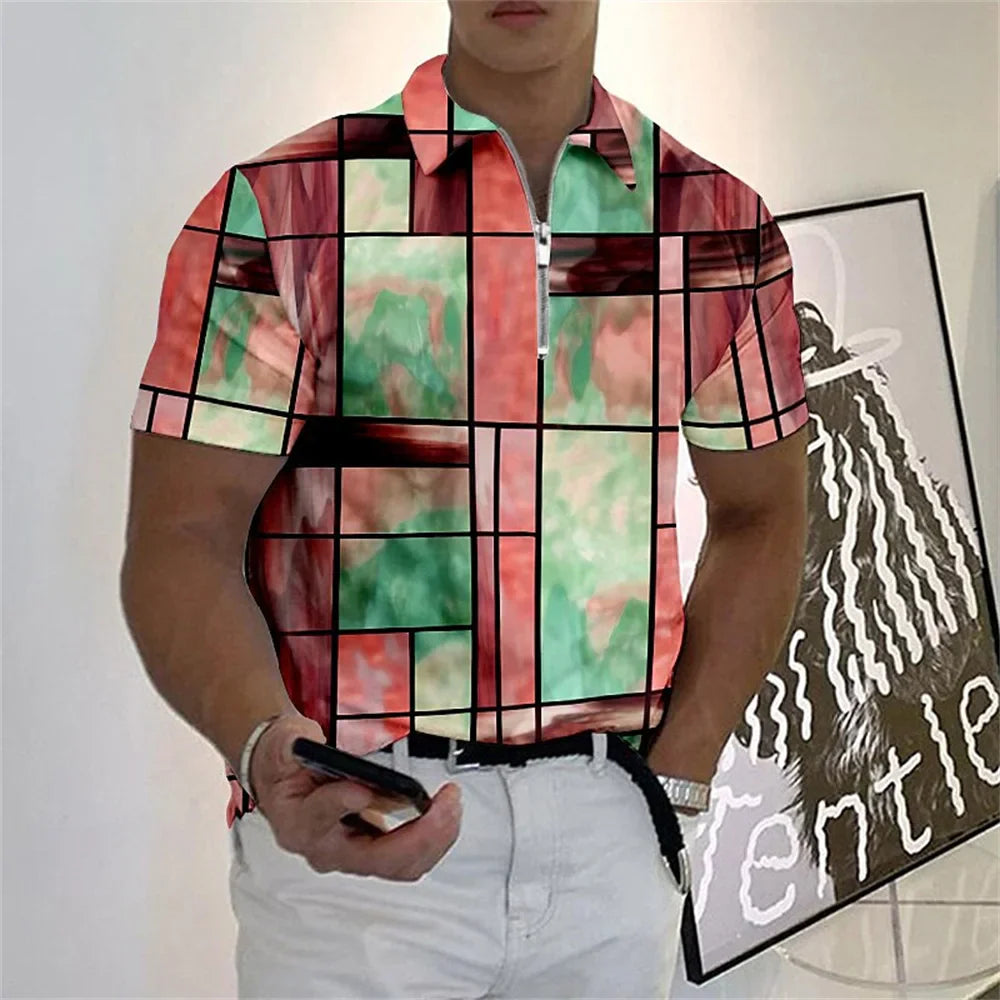Camisa Polo multicolorida com zíper