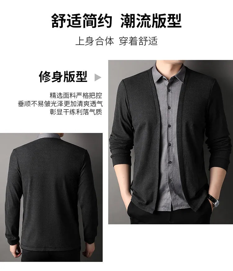 Camisa de Manga Longa com falsa camisa interna(apenas uma peça). Uso social e de negócios