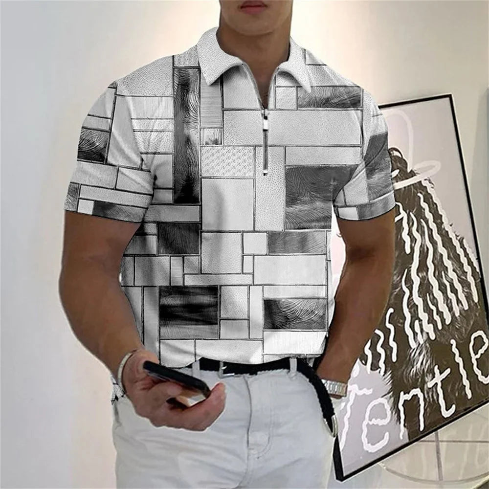 Camisa Polo multicolorida com zíper