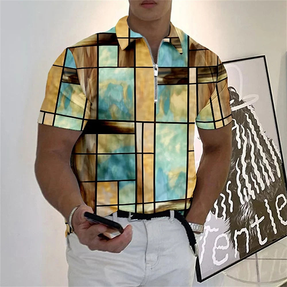 Camisa Polo multicolorida com zíper