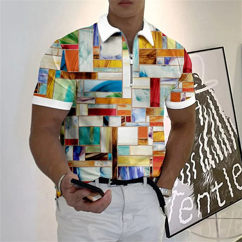 Camisa Polo multicolorida com zíper